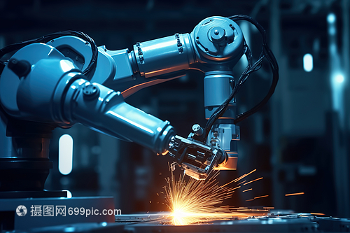 未來工廠人工智能機械臂流水線操作數字藝術